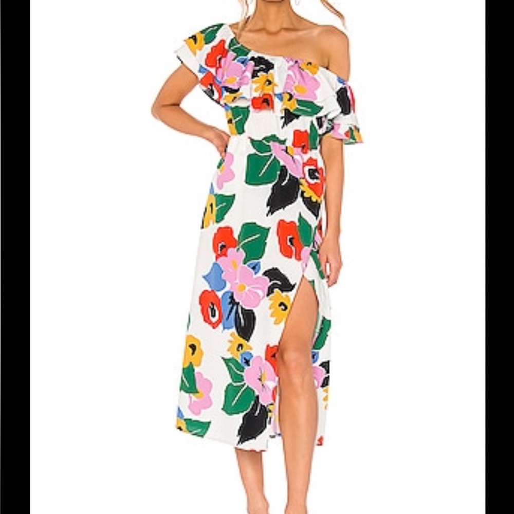 Show Me Your MuMu White and Red Asymmetrical One Shoulder Sundress